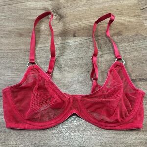 Red Mesh Underwire Bra